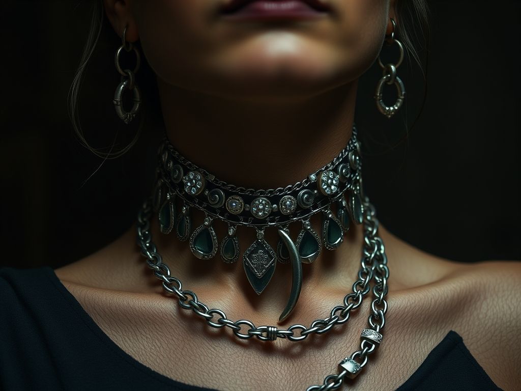 Colar de metal com pedra